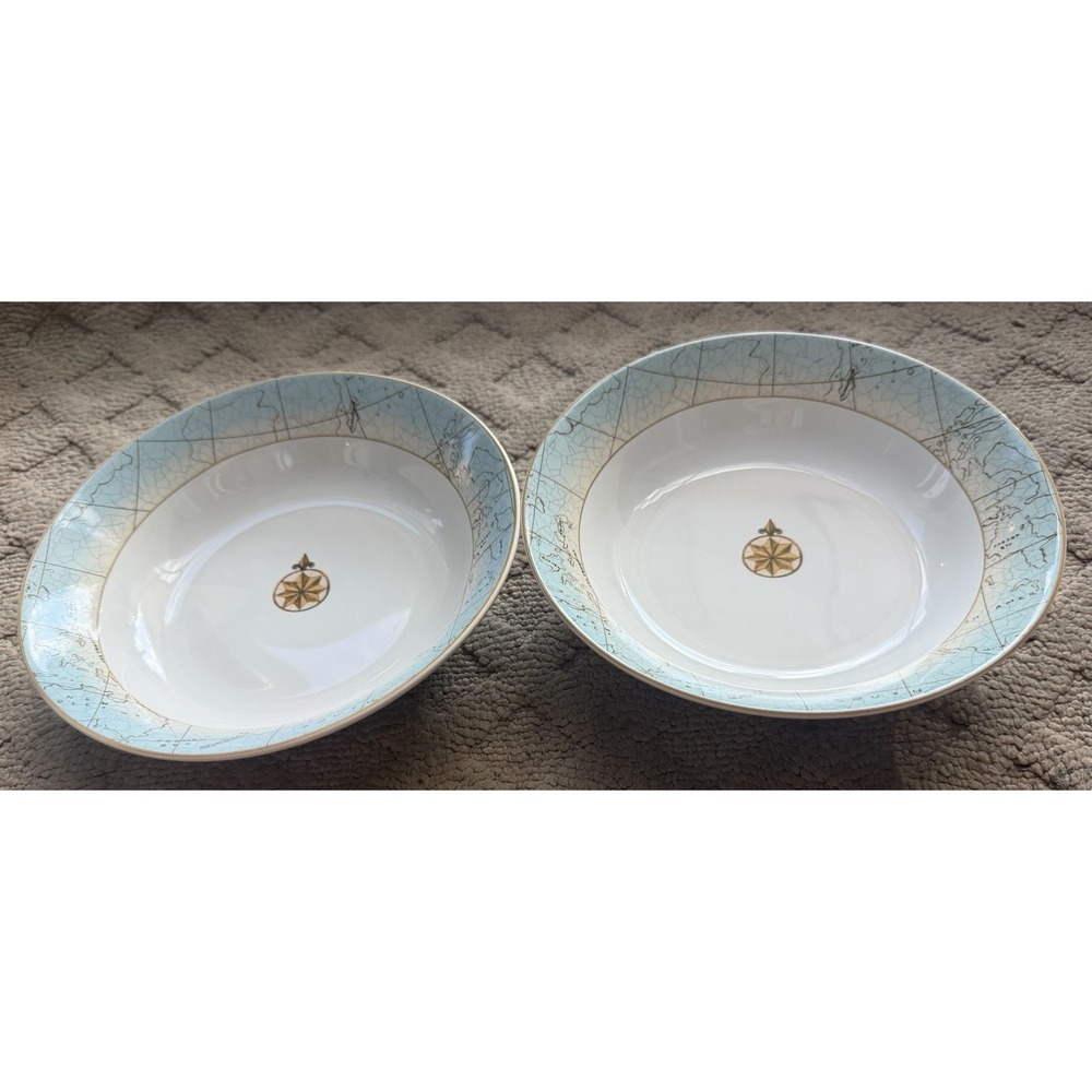 Set Of 2 Sakura Lighthouse Harbor By David Carter Brown Soup Cereal Bowls